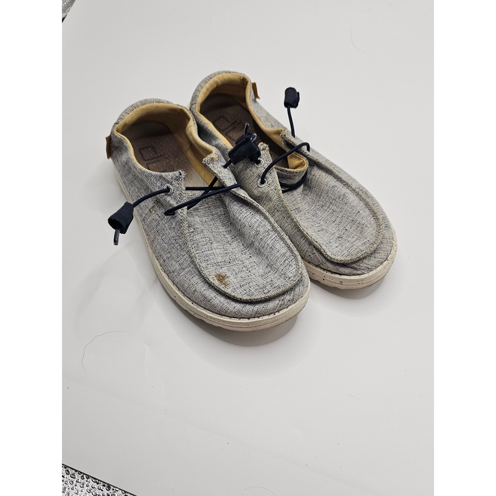 Hey Dude Wendy Chambray White Blue Low Top Slip On Loafer Shoes Womens 6 37